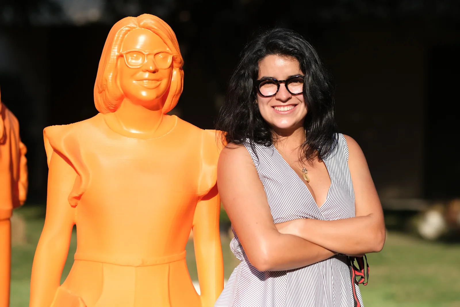 With my statue